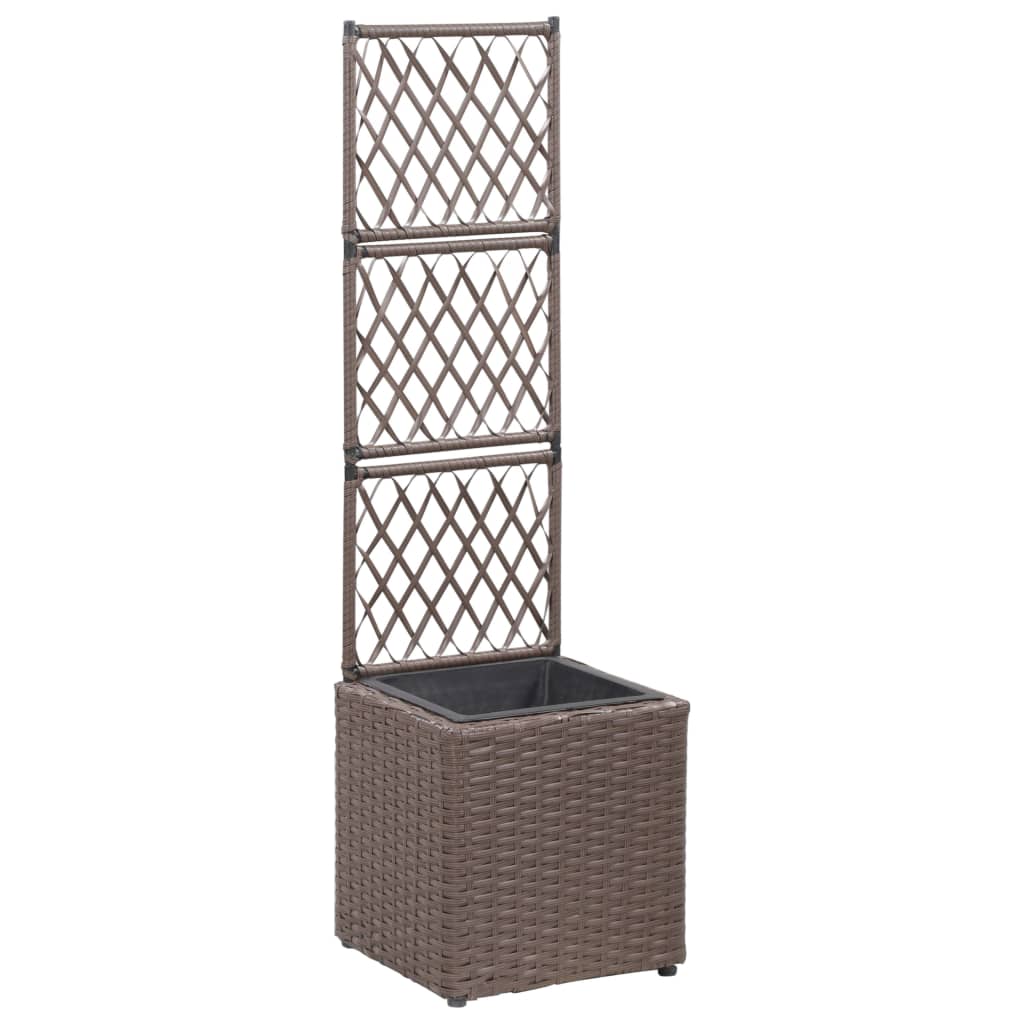 Vaso Rialzato Traliccio 1 Vaso 30x30x107cm Polyrattan Marrone