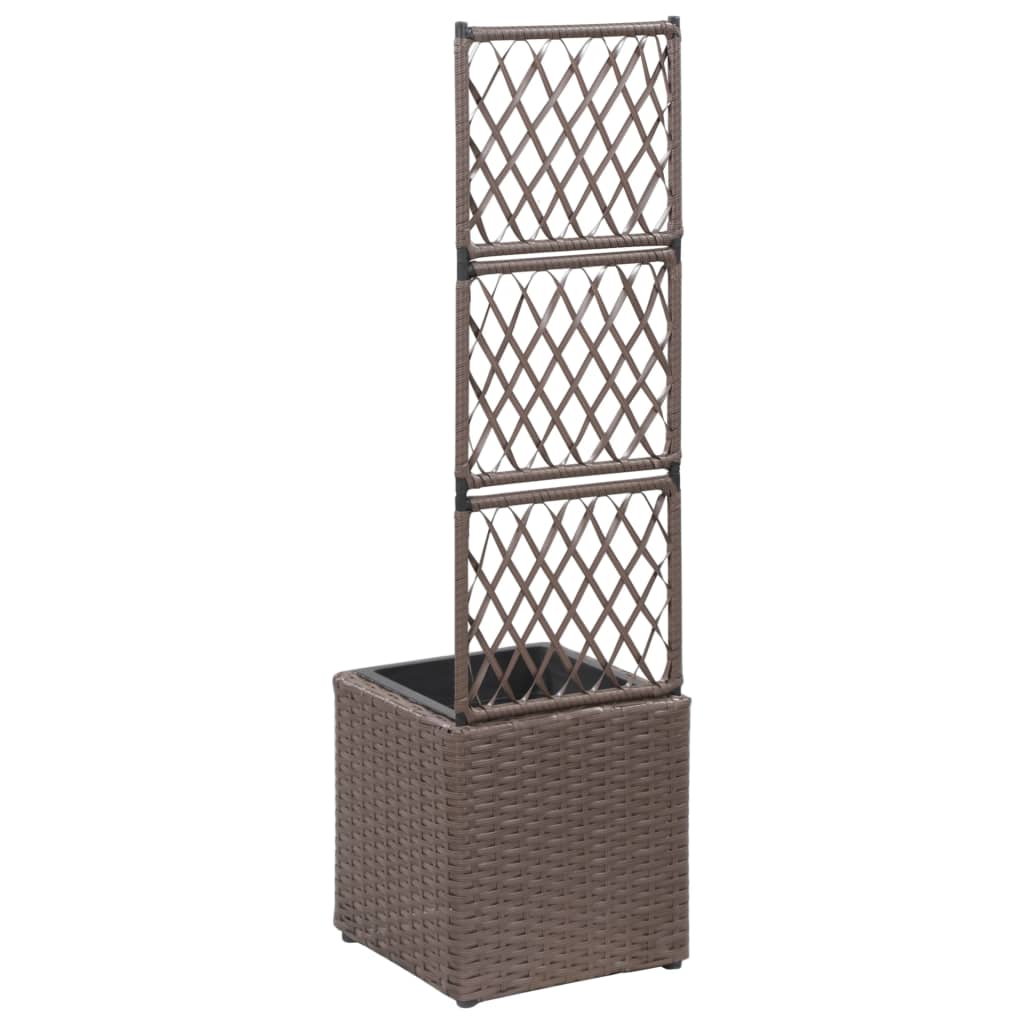 Vaso Rialzato Traliccio 1 Vaso 30x30x107cm Polyrattan Marrone