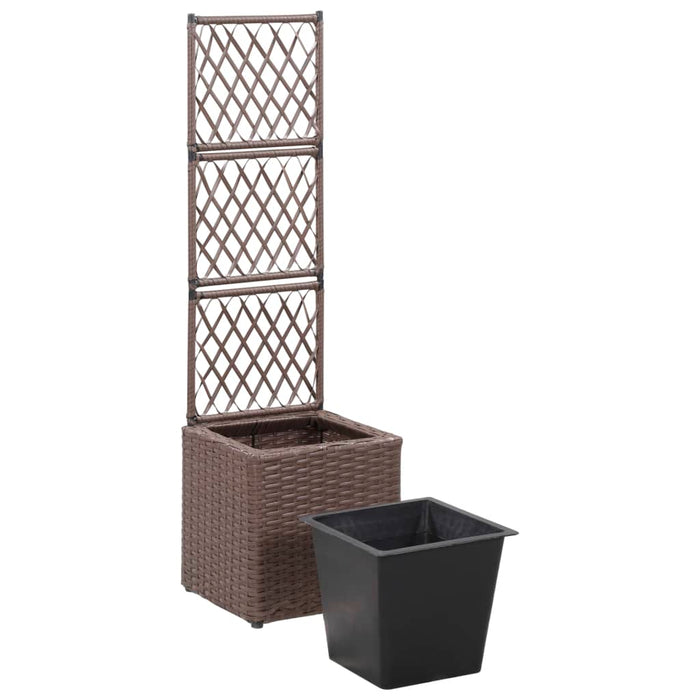 Vaso Rialzato Traliccio 1 Vaso 30x30x107cm Polyrattan Marrone