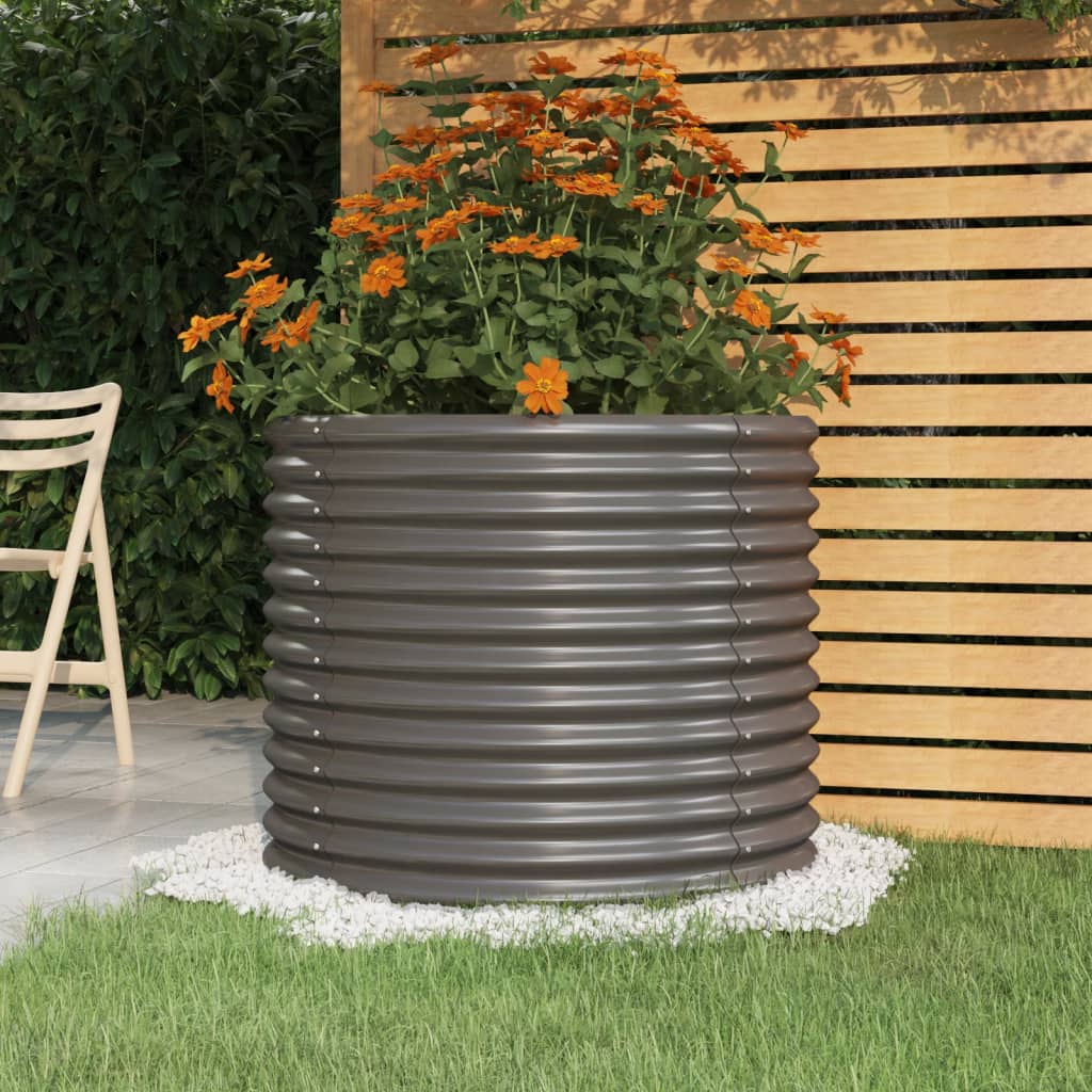 Vaso da Giardino Acciaio Verniciato a Polvere 80x80x68cm Grigio