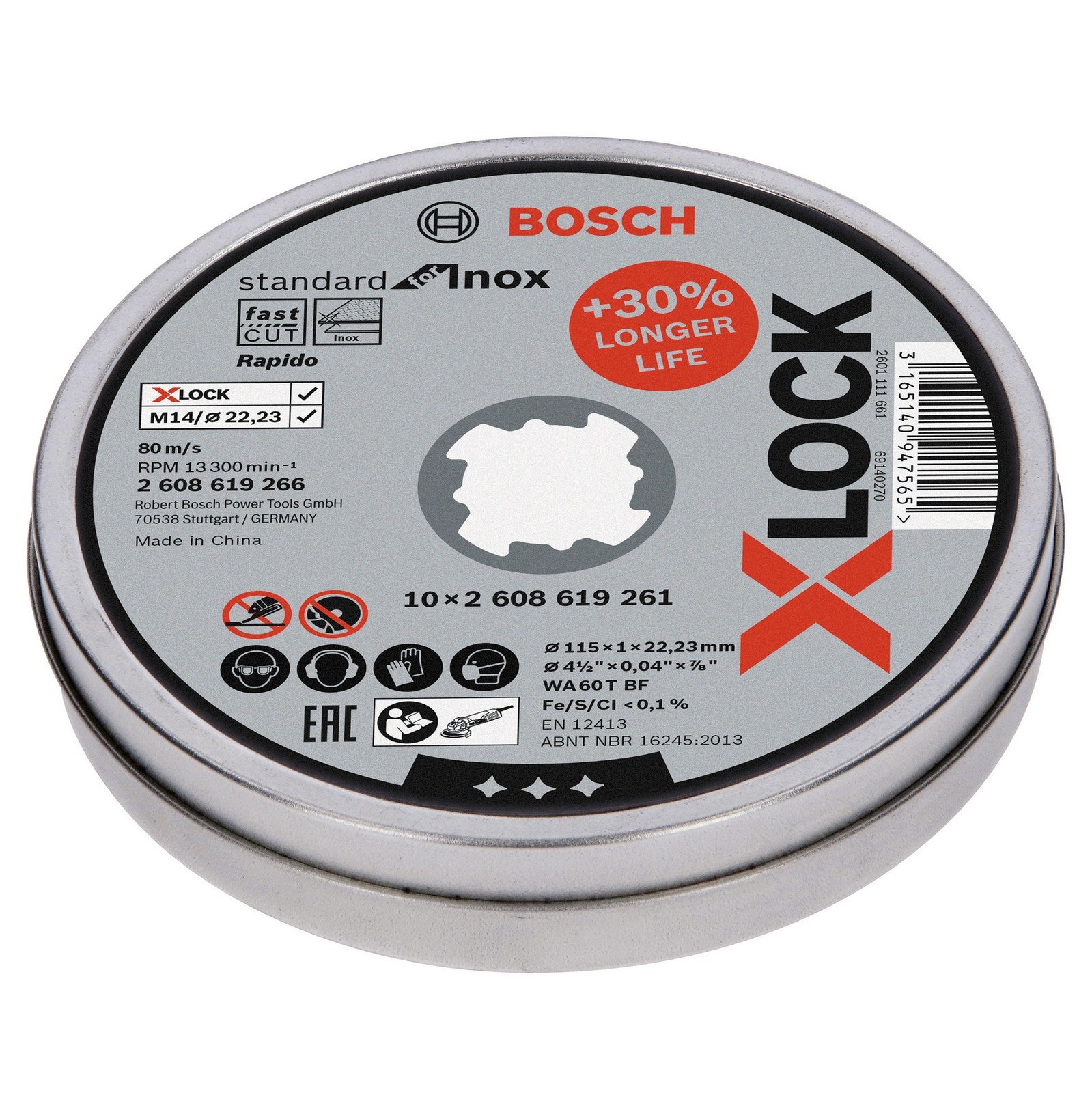 bosch-b 10 dischi per inox x-lockmm.115x1,0 99342