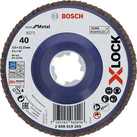 10Pz Bosch-B Disco Lamellare X-Lockgr.40 Mm.115