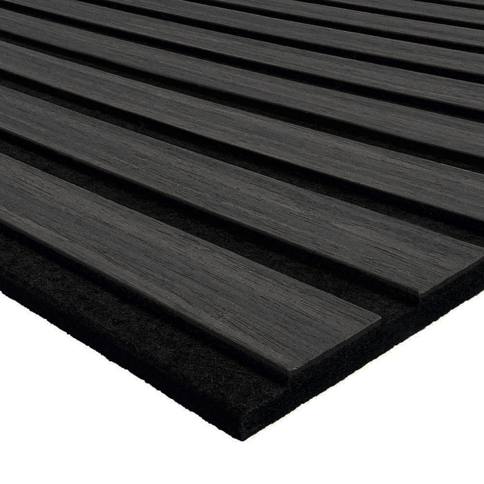 Kit 4 Pannelli Acustici Fonoassorbenti 60x60cm Nero Smoked in Legno 3D da Parete