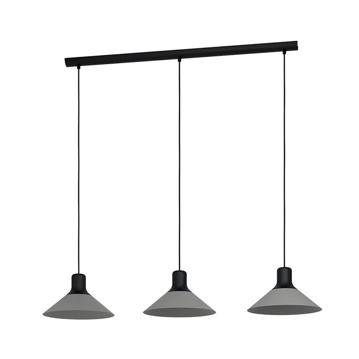 Lampadario Industrial Abreosa 3 Luci Metallo Nero E Grigio