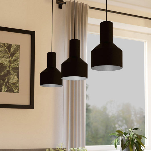 Lampadario Moderno Casibare 3 Luci Acciaio Nero