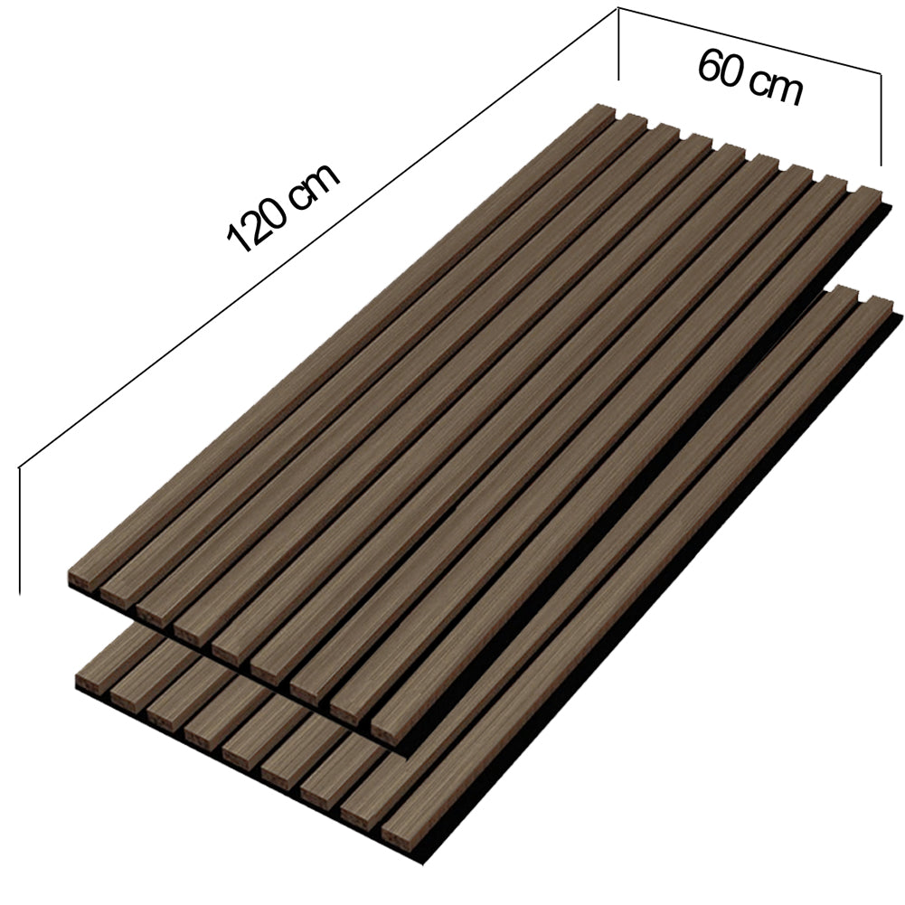 Kit 2 Pannelli Acustici Fonoassorbenti 60 x 120 cm Noce in Legno 3D da Parete