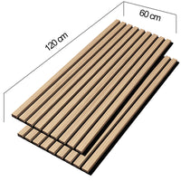 Kit 2 Pannelli Acustici Fonoassorbenti 60 x 120 cm Teak in Legno 3D da Parete