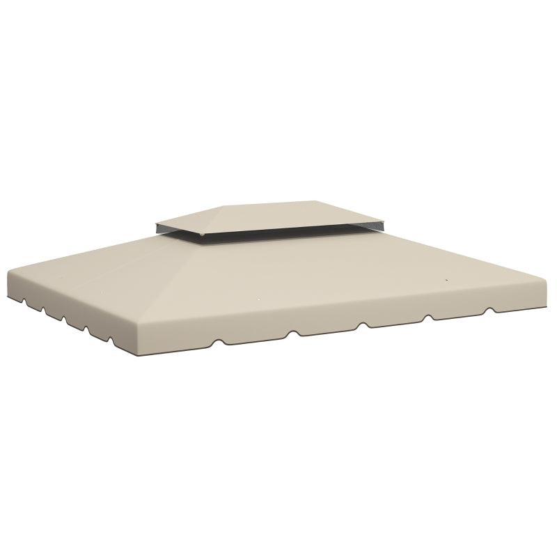 Ricambio Tettuccio per Gazebo 3x4mt Tetto a 2 Livelli in Poliestere Beige AntiUV