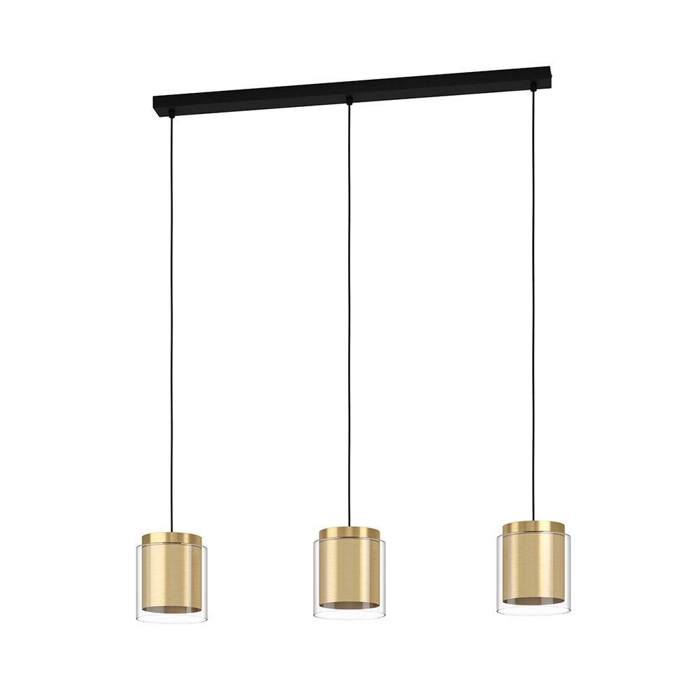 Lampadario Contemporaneo Lagunitas 3 Luci Acciaio Nero E Ottone