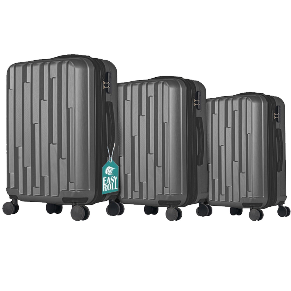 Set 3 Valigie Rigide New York con Ruote Easy Roll Trolley Bagaglio Viaggio Grigio