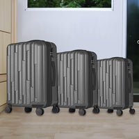 Set 3 Valigie Rigide New York con Ruote Easy Roll Trolley Bagaglio Viaggio Grigio