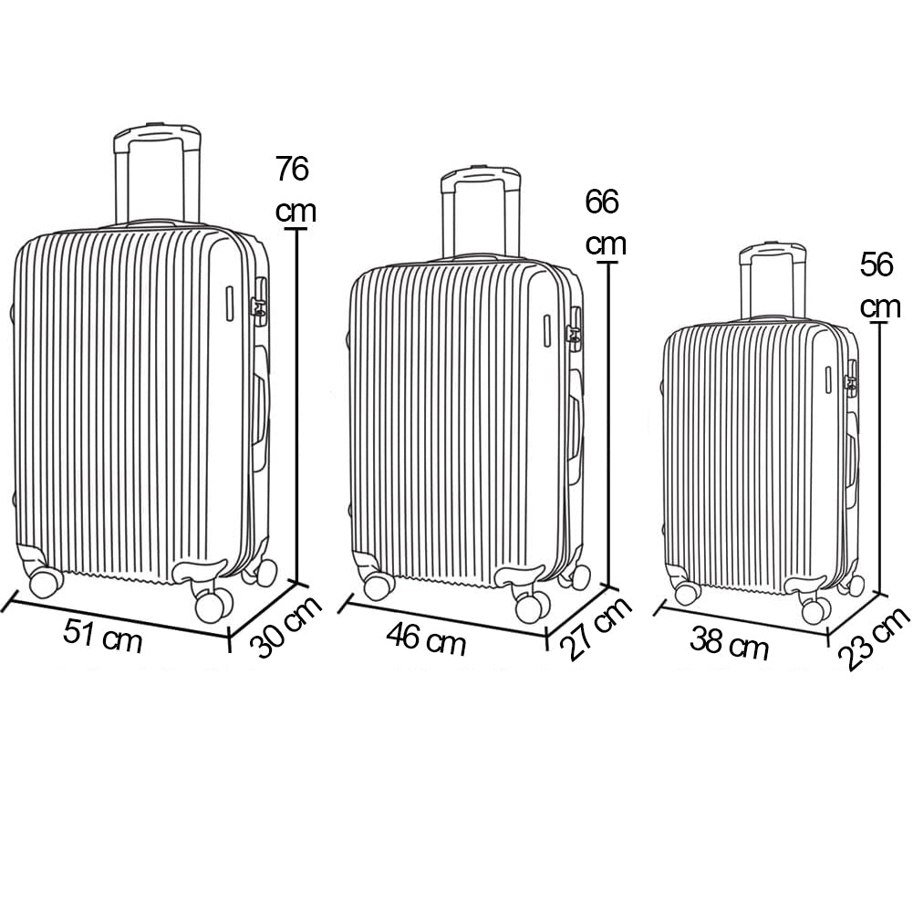 Set 3 Valigie Rigide New York con Ruote Easy Roll Trolley Bagaglio Viaggio Grigio