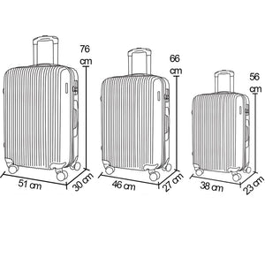 Set 3 Valigie Rigide New York con Ruote Easy Roll Trolley Bagaglio Viaggio Grigio