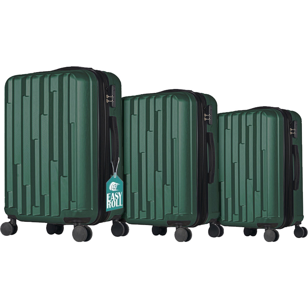 Set 3 Valigie Rigide New York con Ruote Easy Roll Trolley Bagaglio Viaggio Verde