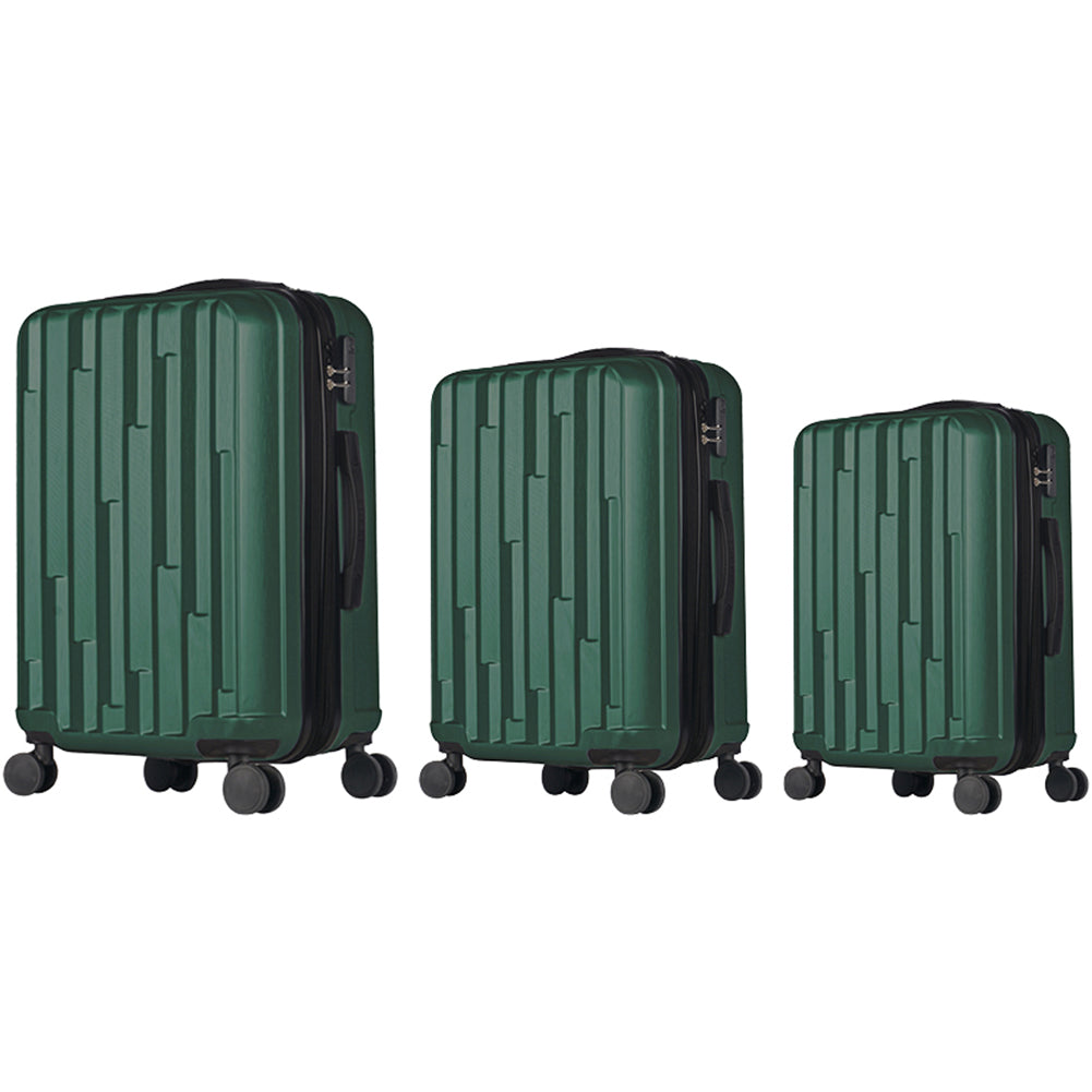 Set 3 Valigie Rigide New York con Ruote Easy Roll Trolley Bagaglio Viaggio Verde