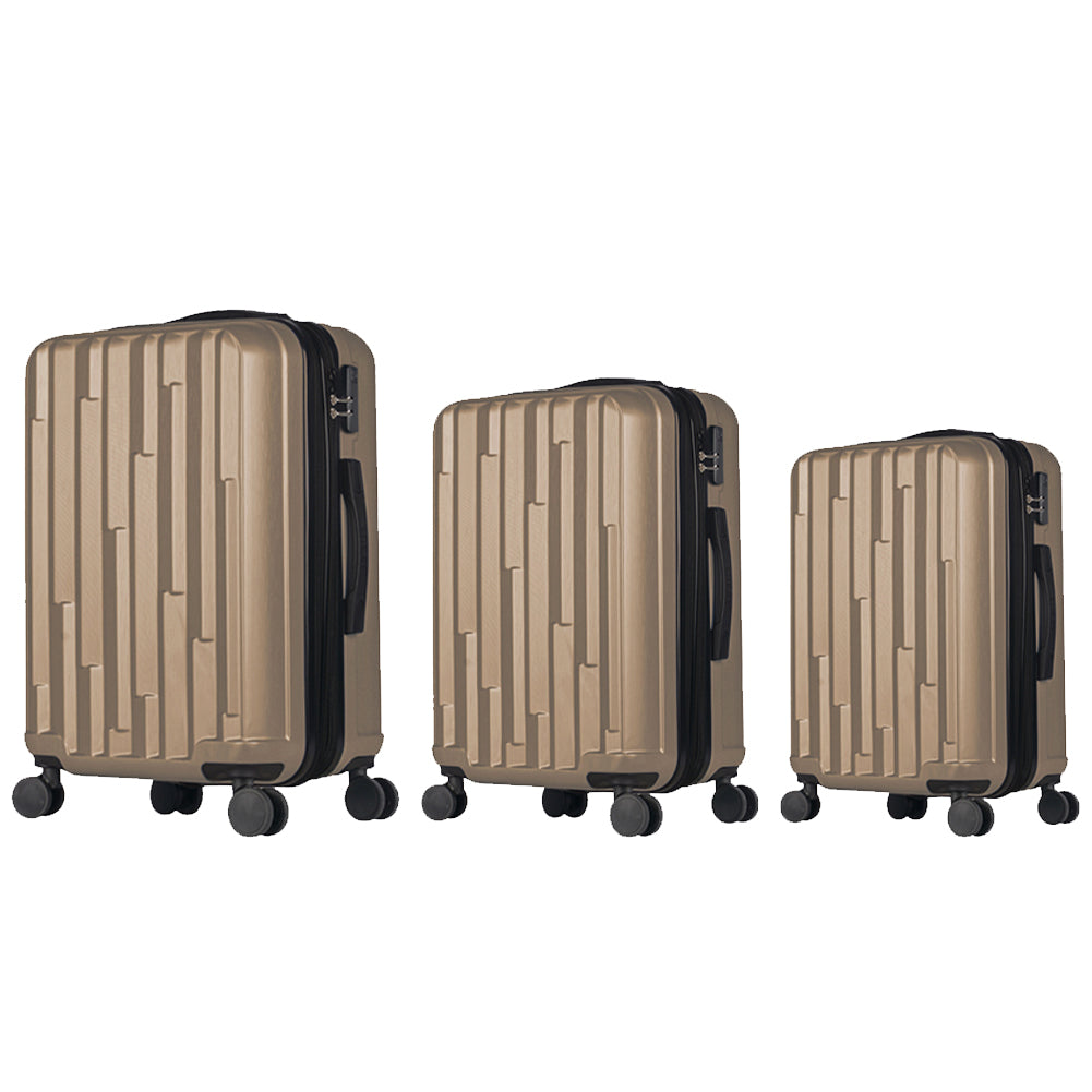 Set 3 Valigie Rigide New York con Ruote Easy Roll Trolley Bagaglio Viaggio Oro