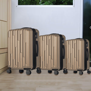 Set 3 Valigie Rigide New York con Ruote Easy Roll Trolley Bagaglio Viaggio Oro