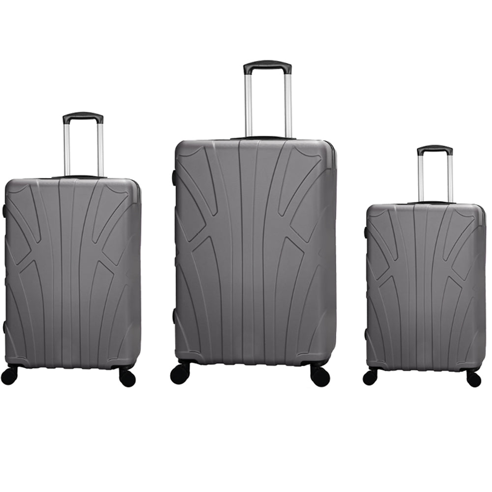 Set 3 Valigie Rigide Lugano con Ruote Easy Roll Trolley Bagaglio Viaggio Grigio