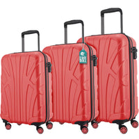 Set 3 Valigie Rigide Lugano con Ruote Easy Roll Trolley Bagaglio Viaggio Rosso