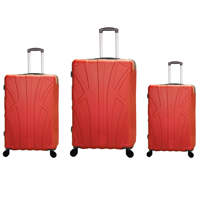 Set 3 Valigie Rigide Lugano con Ruote Easy Roll Trolley Bagaglio Viaggio Rosso