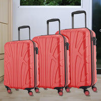 Set 3 Valigie Rigide Lugano con Ruote Easy Roll Trolley Bagaglio Viaggio Rosso