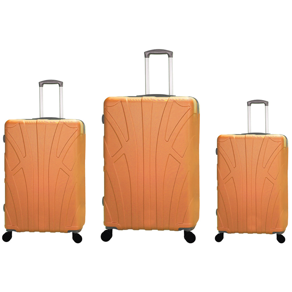 Set 3 Valigie Rigide Lugano Ruote Easy Roll Trolley Bagaglio Viaggio Arancione