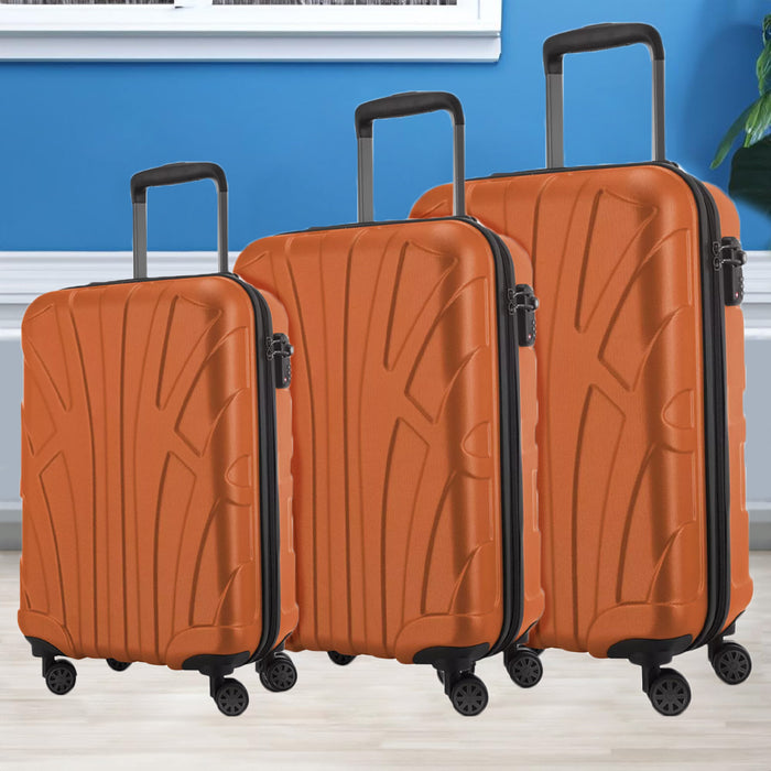 Set 3 Valigie Rigide Lugano Ruote Easy Roll Trolley Bagaglio Viaggio Arancione