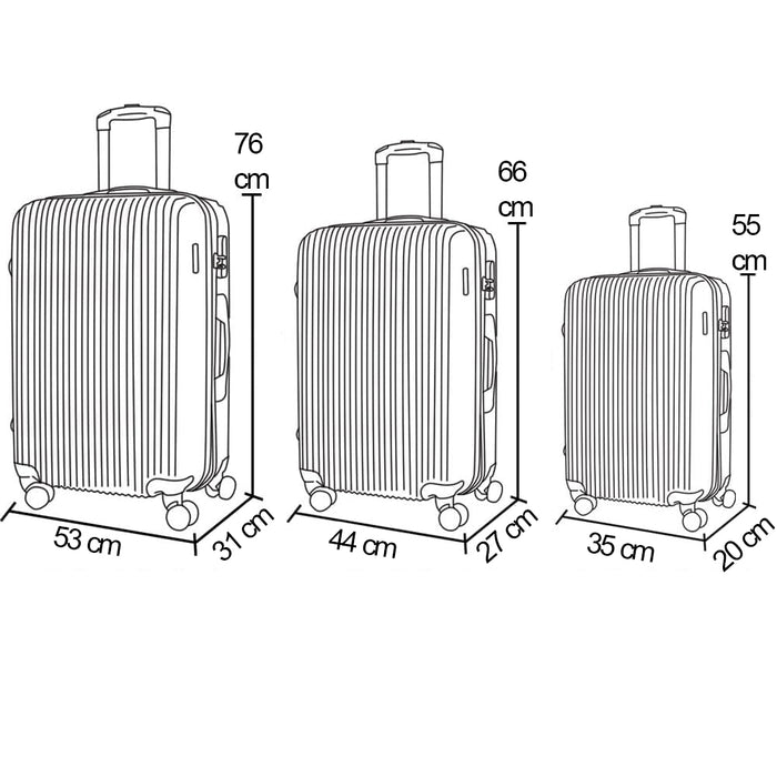 Set 3 Valigie Rigide Lugano Ruote Easy Roll Trolley Bagaglio Viaggio Arancione