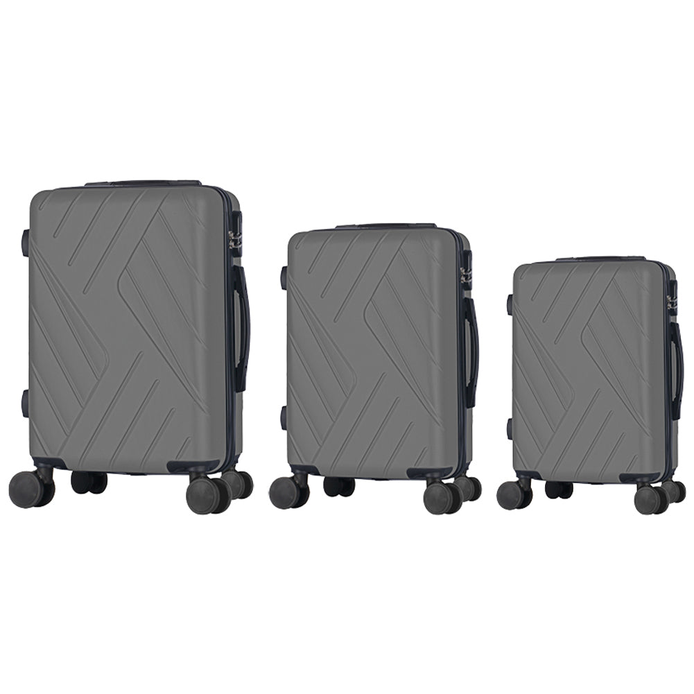 Set 3 Valigie Rigide Basilea con Ruote Easy Roll Trolley Bagaglio Viaggio Grigio