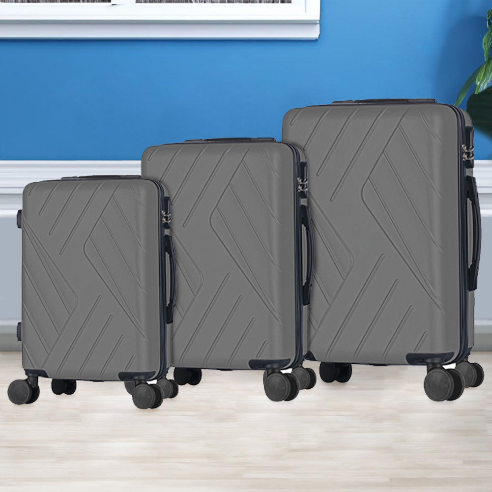 Set 3 Valigie Rigide Basilea con Ruote Easy Roll Trolley Bagaglio Viaggio Grigio