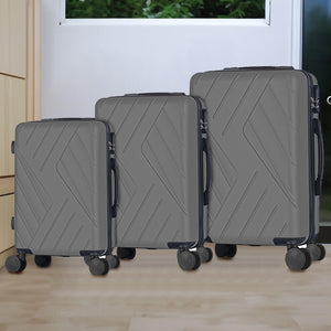 Set 3 Valigie Rigide Basilea con Ruote Easy Roll Trolley Bagaglio Viaggio Grigio