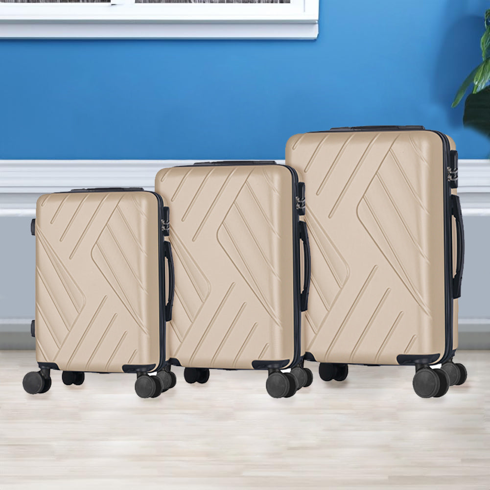 Set 3 Valigie Rigide Basilea con Ruote Easy Roll Trolley Bagaglio Viaggio Panna