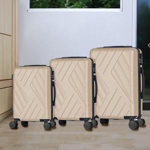 Set 3 Valigie Rigide Basilea con Ruote Easy Roll Trolley Bagaglio Viaggio Panna