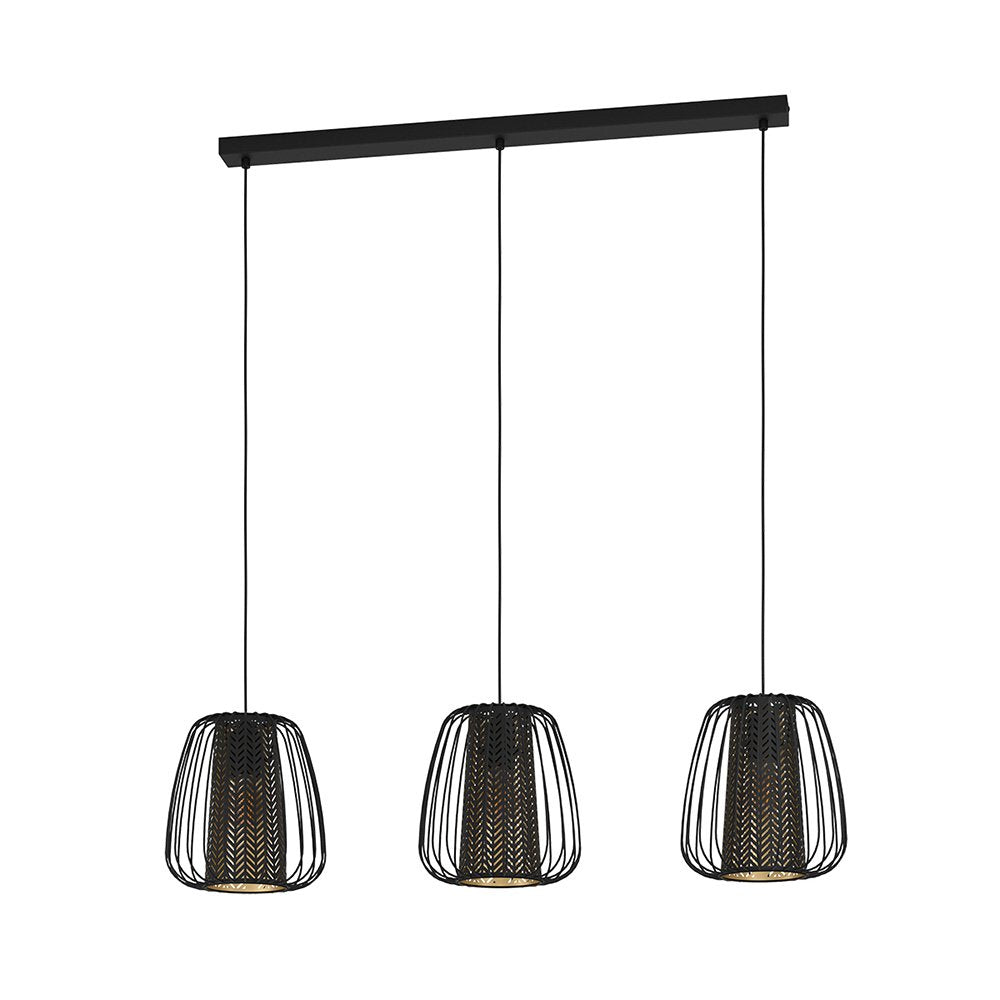 Lampadario Contemporaneo Curasao 3 Luci Acciaio Nero