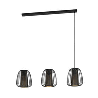 Lampadario Contemporaneo Curasao 3 Luci Acciaio Nero