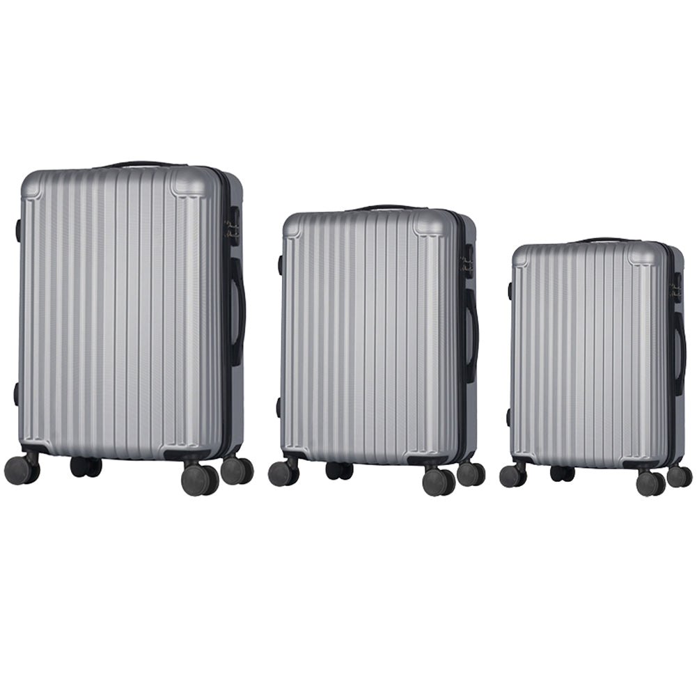 Set 3 Valigie Rigide Raito con Ruote Easy Roll Trolley Bagaglio Viaggio Argento