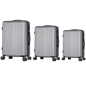 Set 3 Valigie Rigide Raito con Ruote Easy Roll Trolley Bagaglio Viaggio Argento