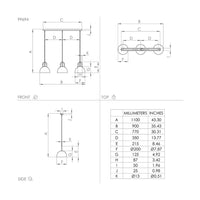 Lampadario Industrial Calmanera 3 Luci Acciaio Nero E Ottone