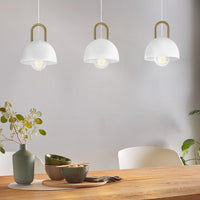 Lampadario Industrial Calmanera 3 Luci Acciaio Bianco E Ottone