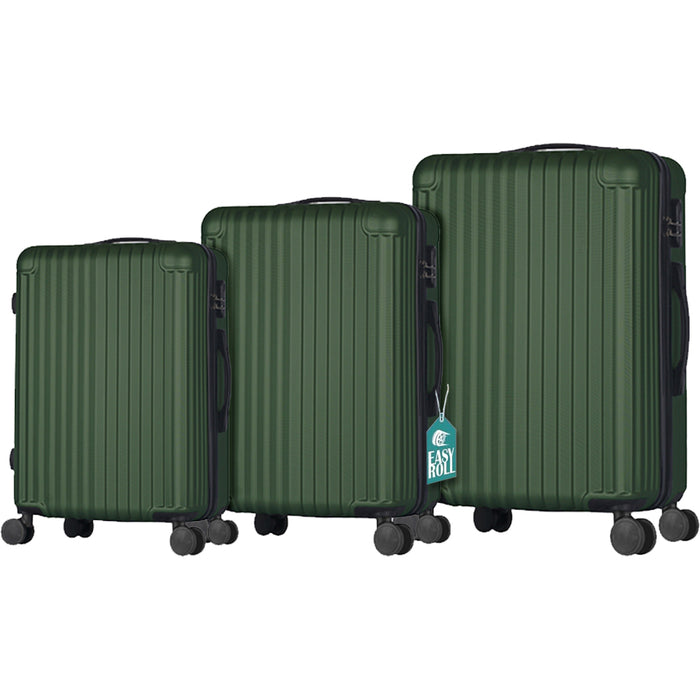 Set 3 Valigie Rigide Raito con Ruote Easy Roll Trolley Bagaglio Viaggio Verde