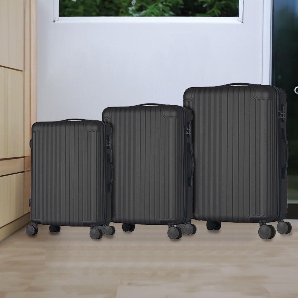 Set 3 Valigie Rigide Raito con Ruote Easy Roll Trolley Bagaglio Viaggio Nero