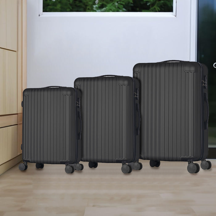 Set 3 Valigie Rigide Raito con Ruote Easy Roll Trolley Bagaglio Viaggio Nero