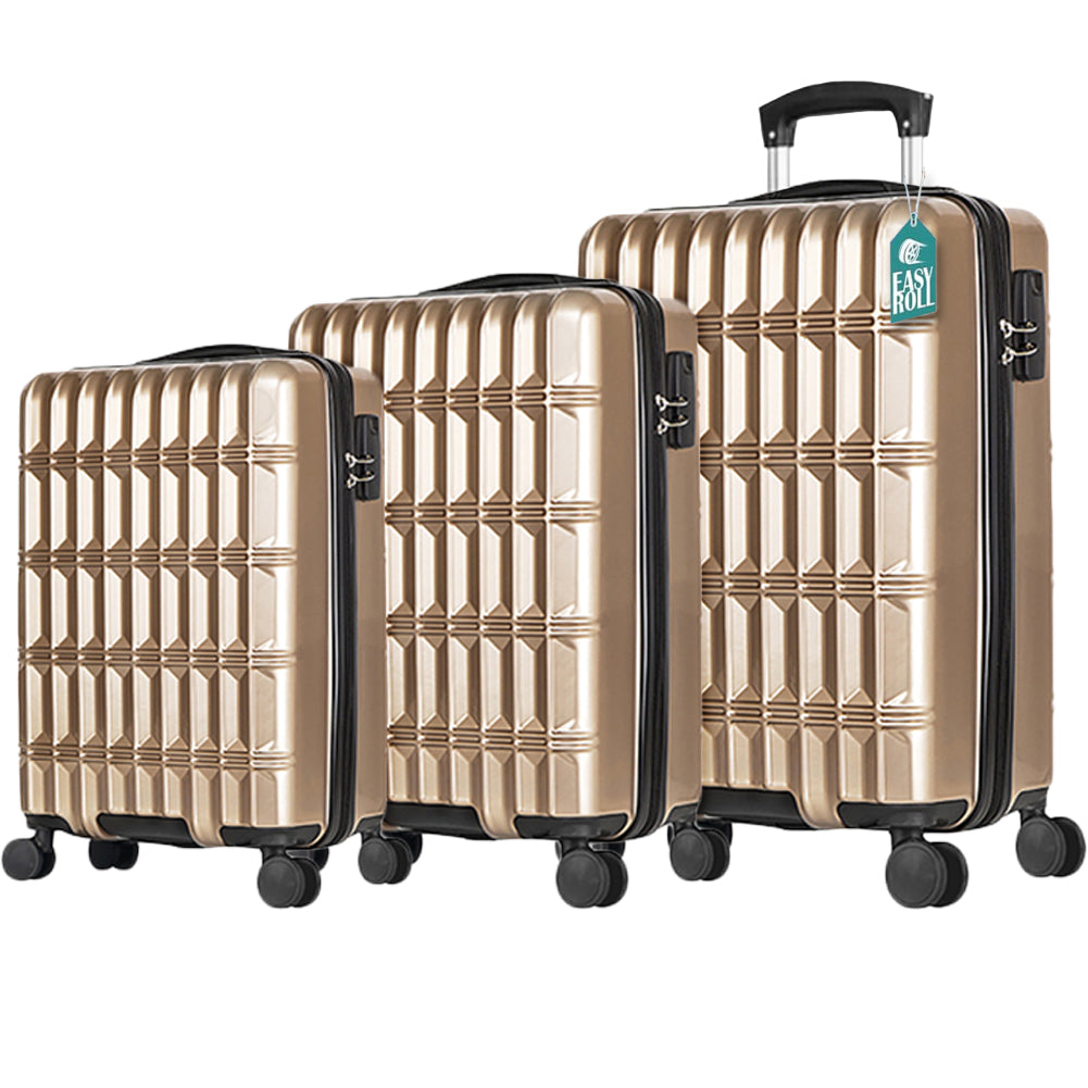 Set 3 Valigie Rigide Norvegia con Ruote Easy Roll Trolley Bagaglio Viaggio Oro