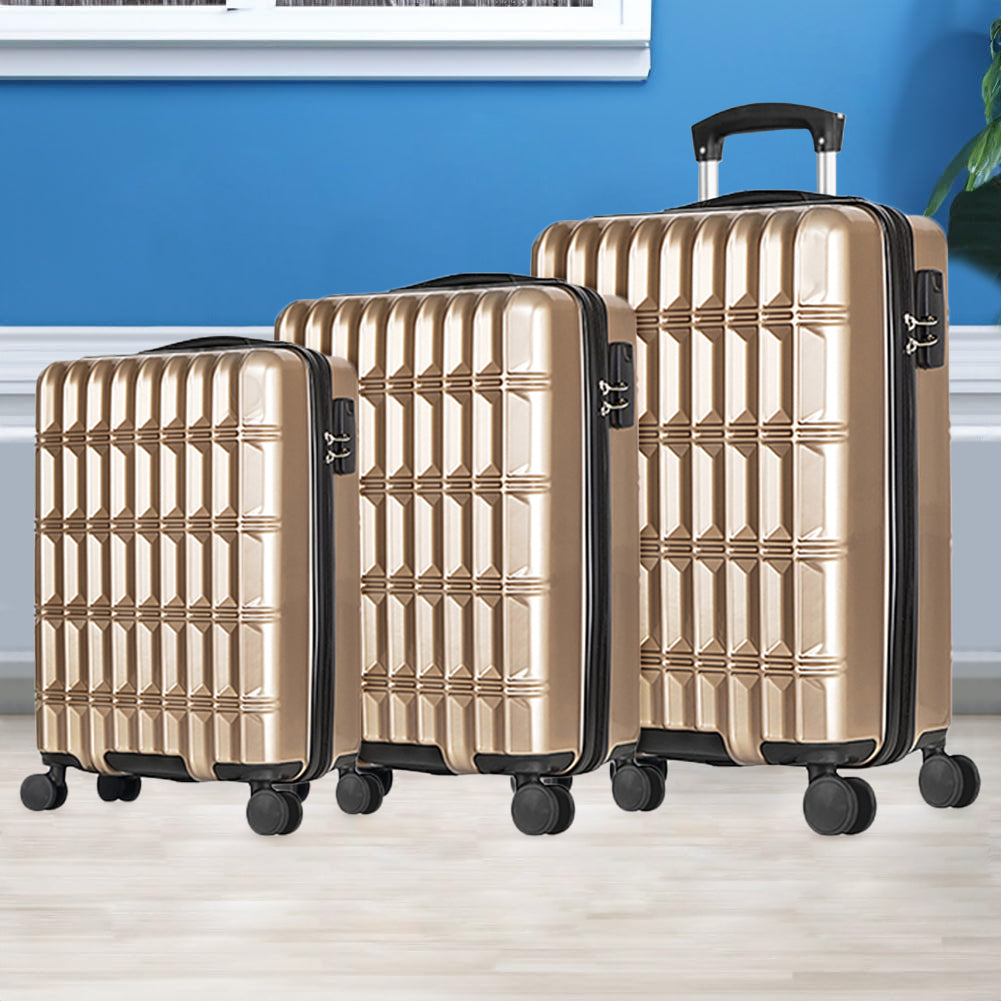 Set 3 Valigie Rigide Norvegia con Ruote Easy Roll Trolley Bagaglio Viaggio Oro