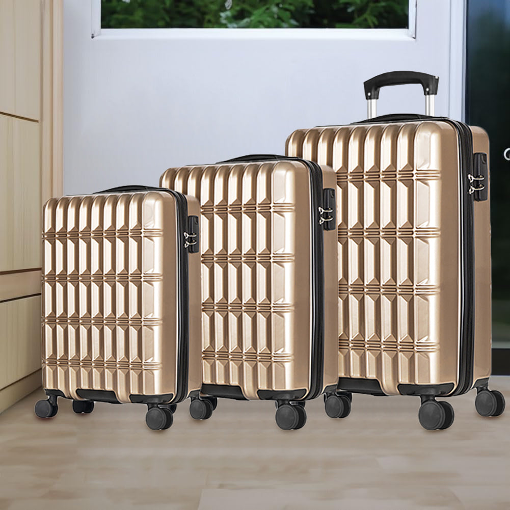 Set 3 Valigie Rigide Norvegia con Ruote Easy Roll Trolley Bagaglio Viaggio Oro