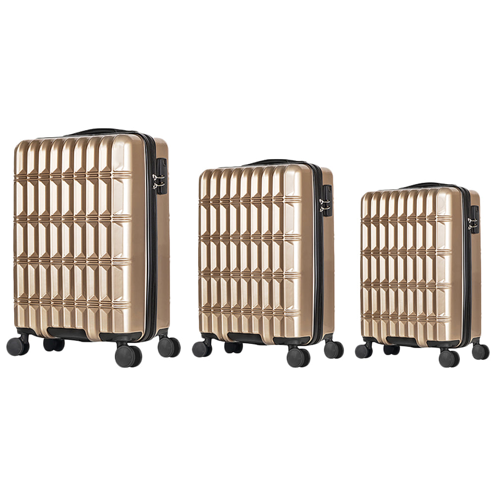 Set 3 Valigie Rigide Norvegia con Ruote Easy Roll Trolley Bagaglio Viaggio Oro