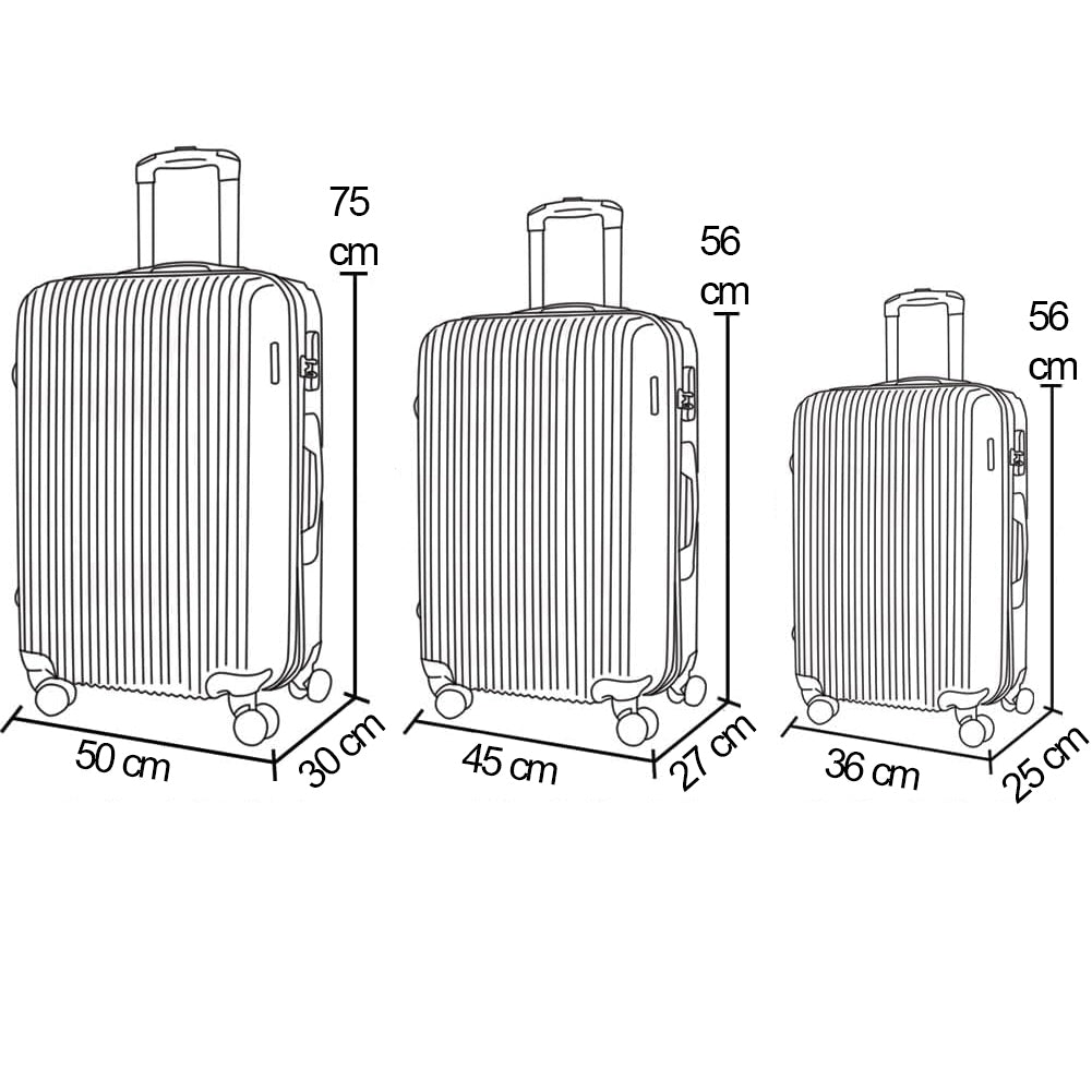 Set 3 Valigie Rigide Norvegia Ruote Easy Roll Trolley Bagaglio Viaggio Bianco