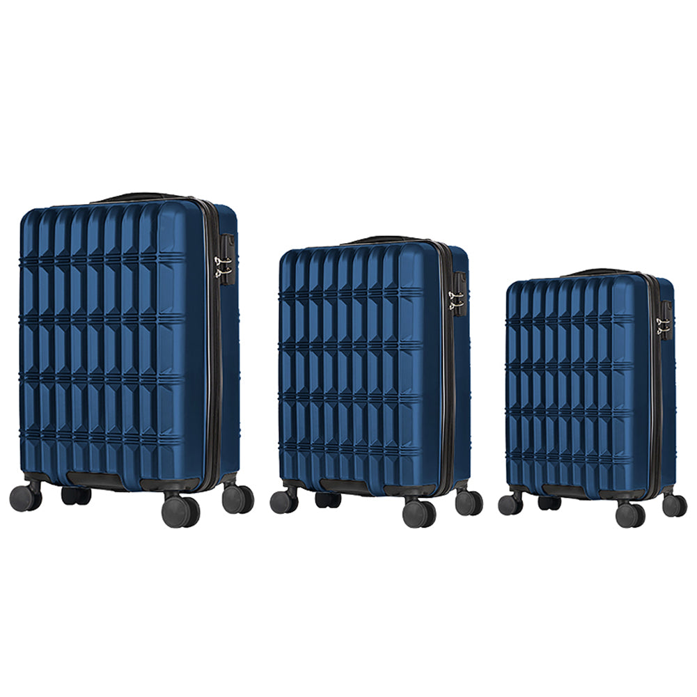 Set 3 Valigie Rigide Norvegia con Ruote Easy Roll Trolley Bagaglio Viaggio Blu