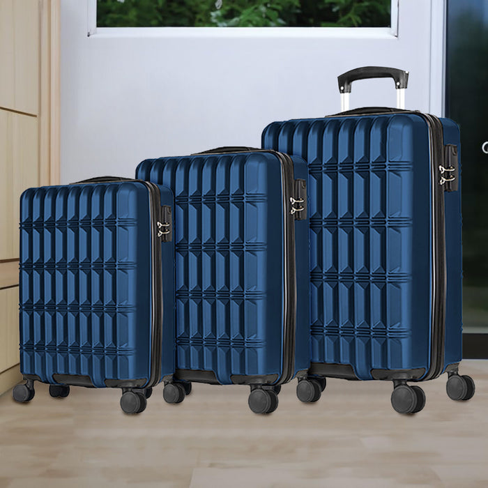 Set 3 Valigie Rigide Norvegia con Ruote Easy Roll Trolley Bagaglio Viaggio Blu