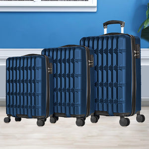 Set 3 Valigie Rigide Norvegia con Ruote Easy Roll Trolley Bagaglio Viaggio Blu